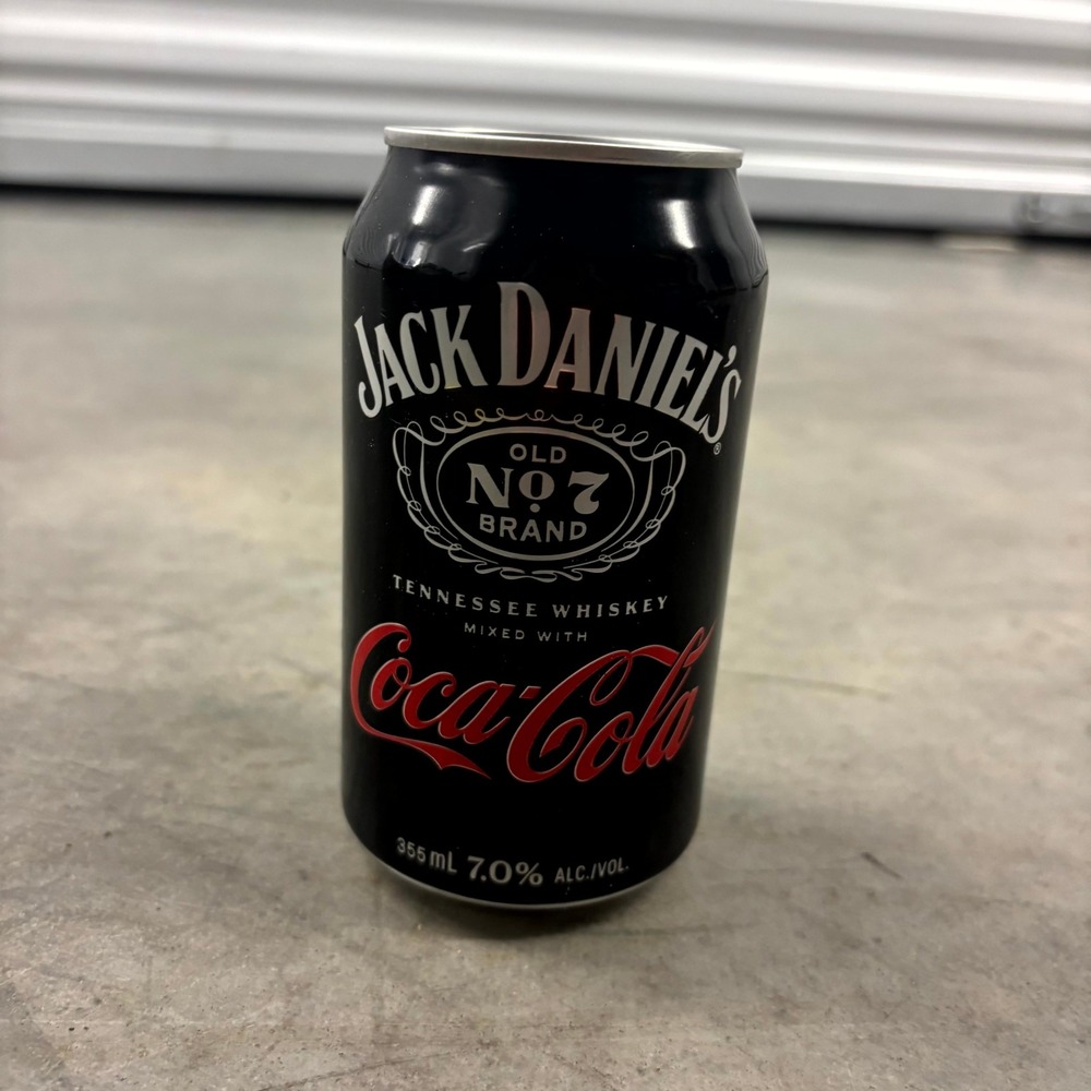 Jack Daniels Coca-Cola Whiskey Cocktail Collectible Empty Aluminum Can 12oz